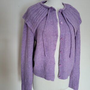 Mango MNG | baby doll neck lilac cardigan | size Large